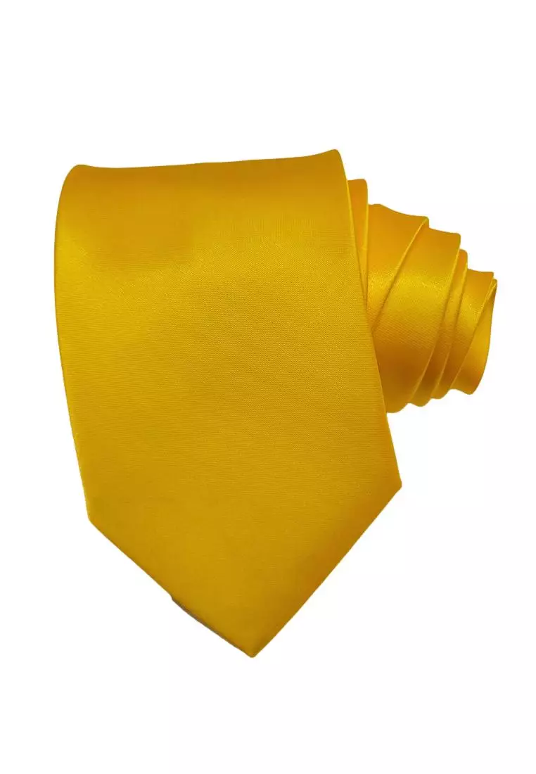 Kings Collection Solid Color Yellow Tie Formal Necktie for Men KCBT2342