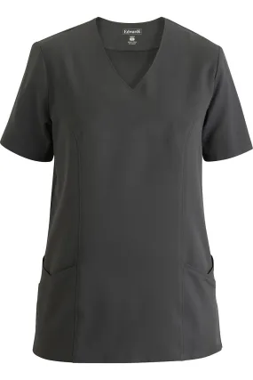 Ladies' Steel Grey Power Stretch Mock Wrap Tunic