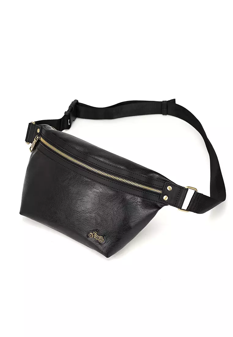 Lara Men's Vintage Leather Cross-body Bag Shoulder Bag - Black