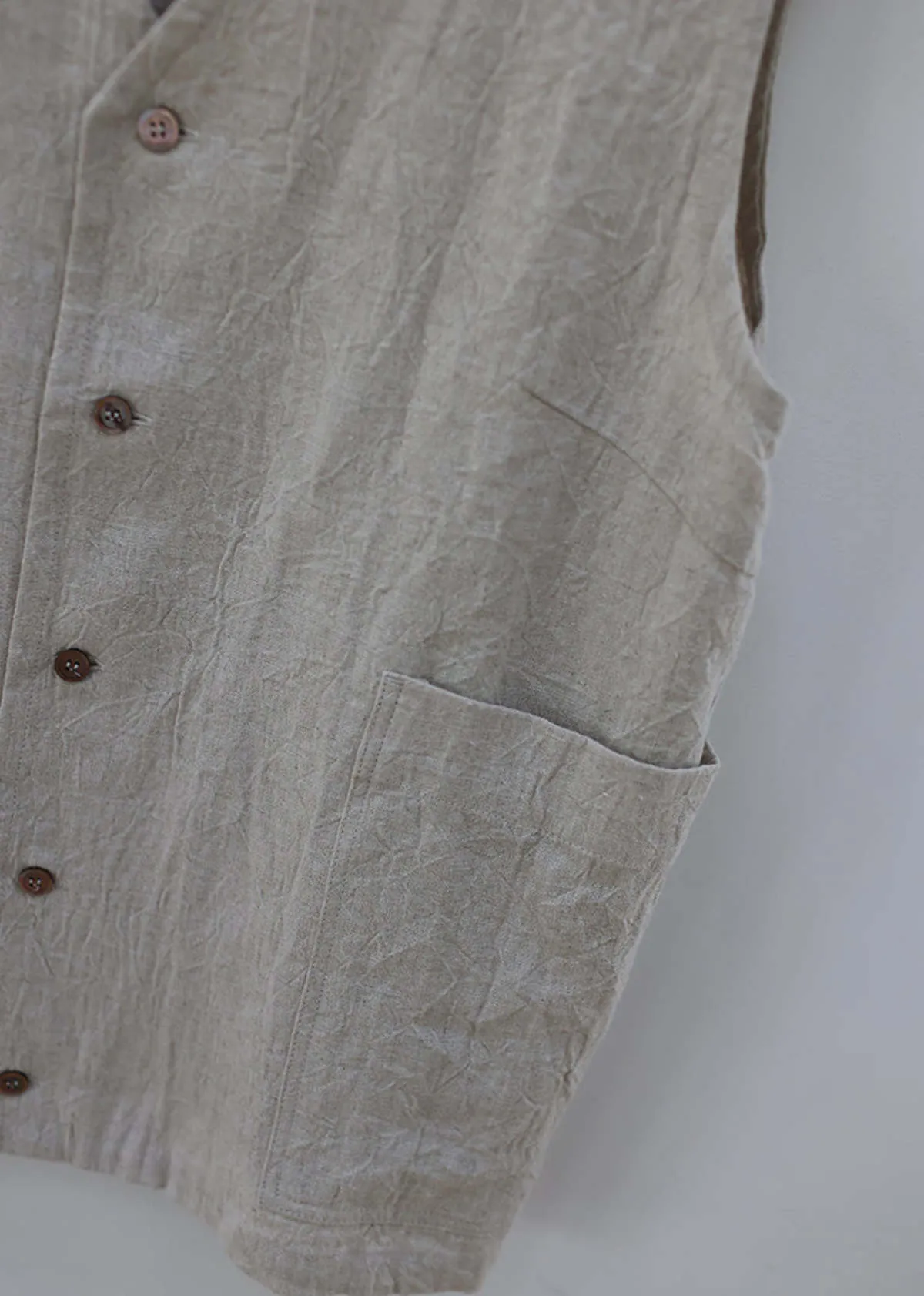 Linen Vintage Style Vest - Natural