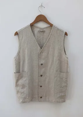 Linen Vintage Style Vest - Natural