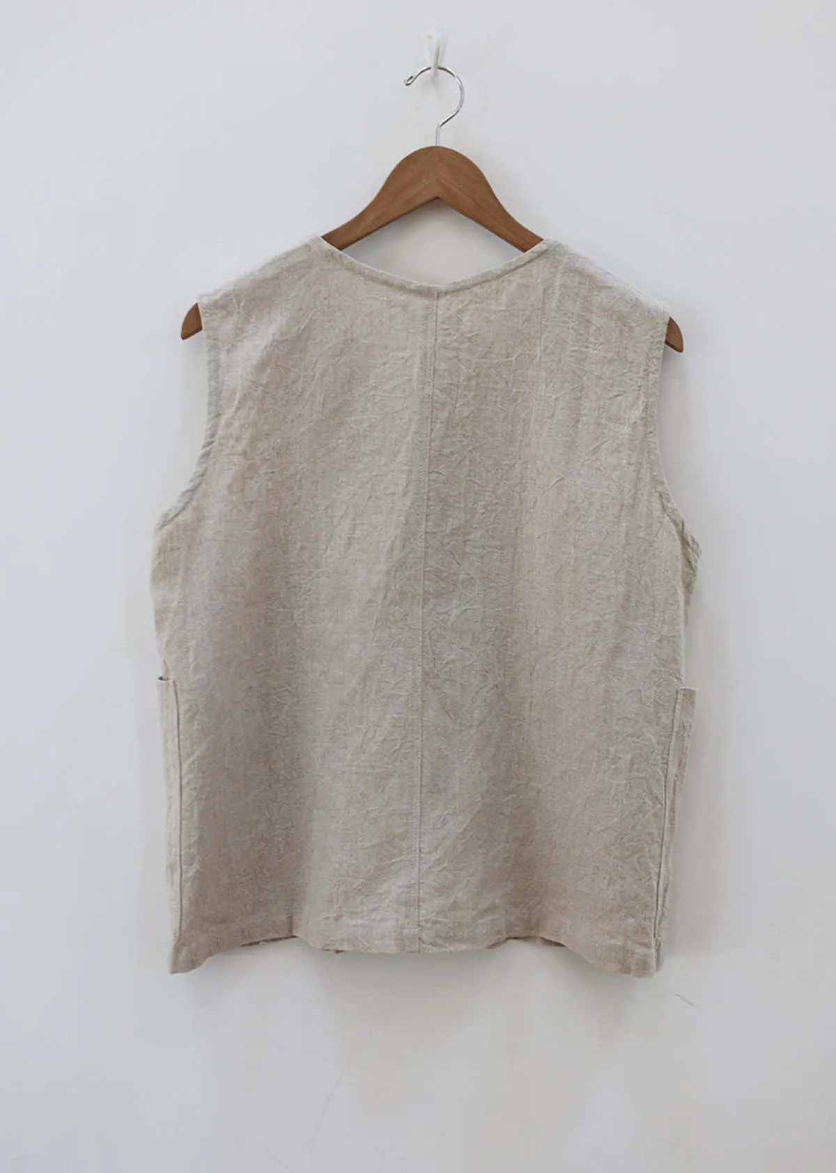 Linen Vintage Style Vest - Natural