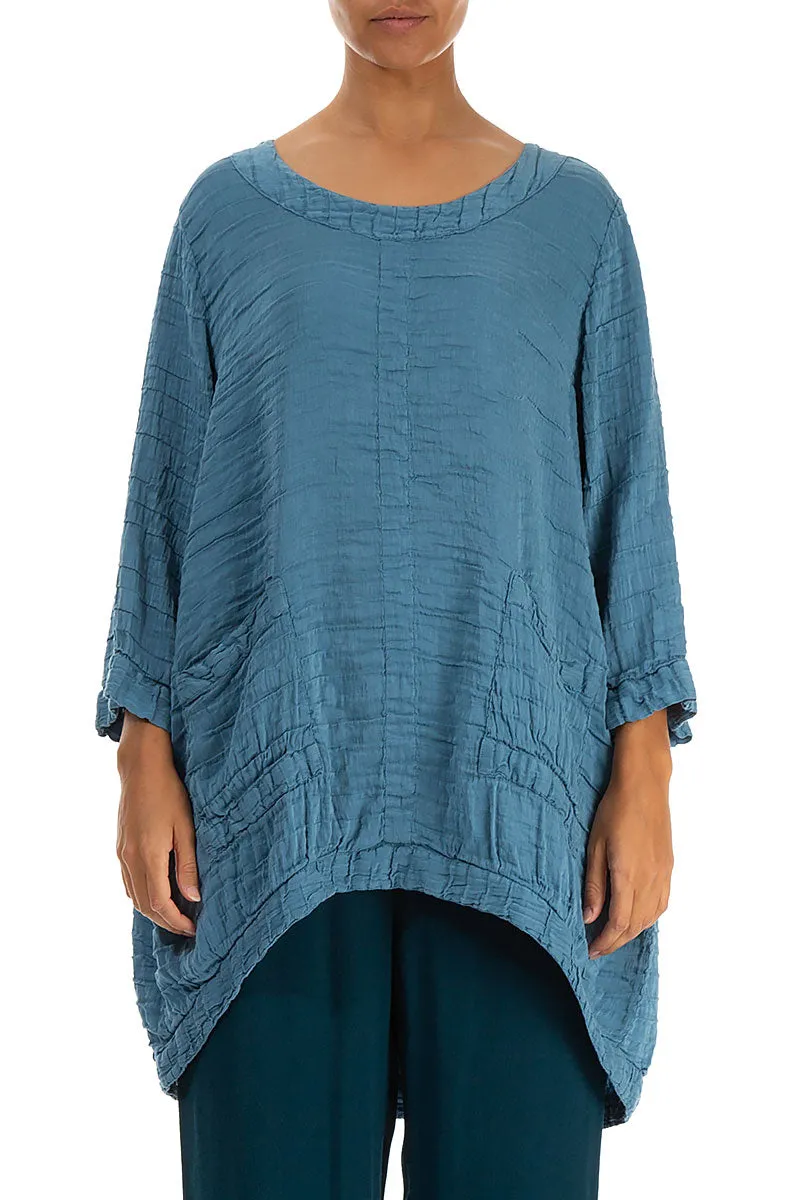 Longer Back Crinkled Denim Silk Tunic