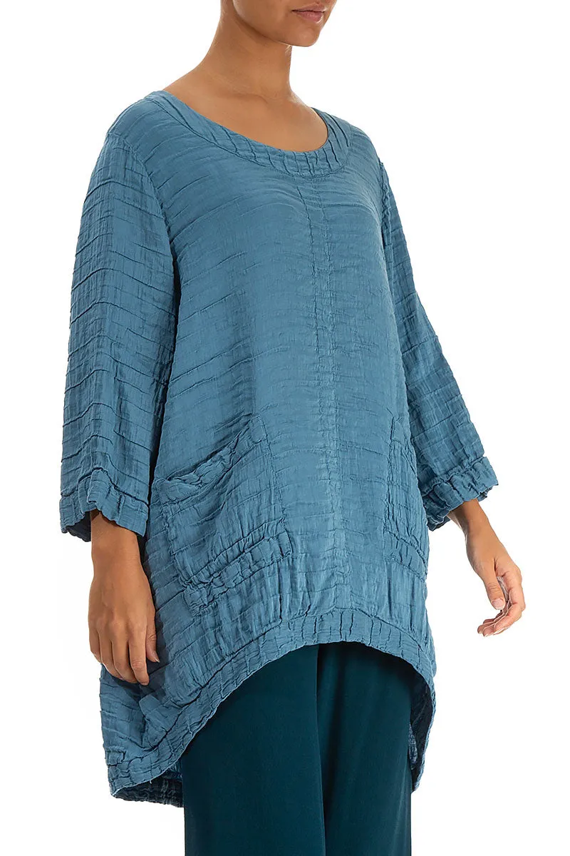 Longer Back Crinkled Denim Silk Tunic