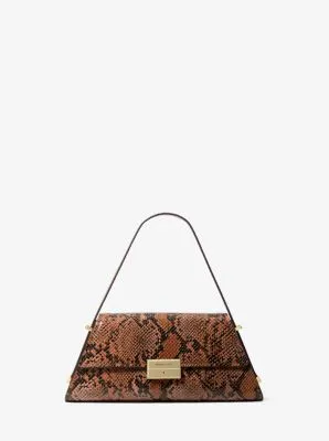 Ludlow Medium Snake Embossed Leather Shoulder Bag