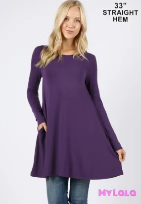 Lydia Long Sleeve Pocket Tunic (Dk Purple)