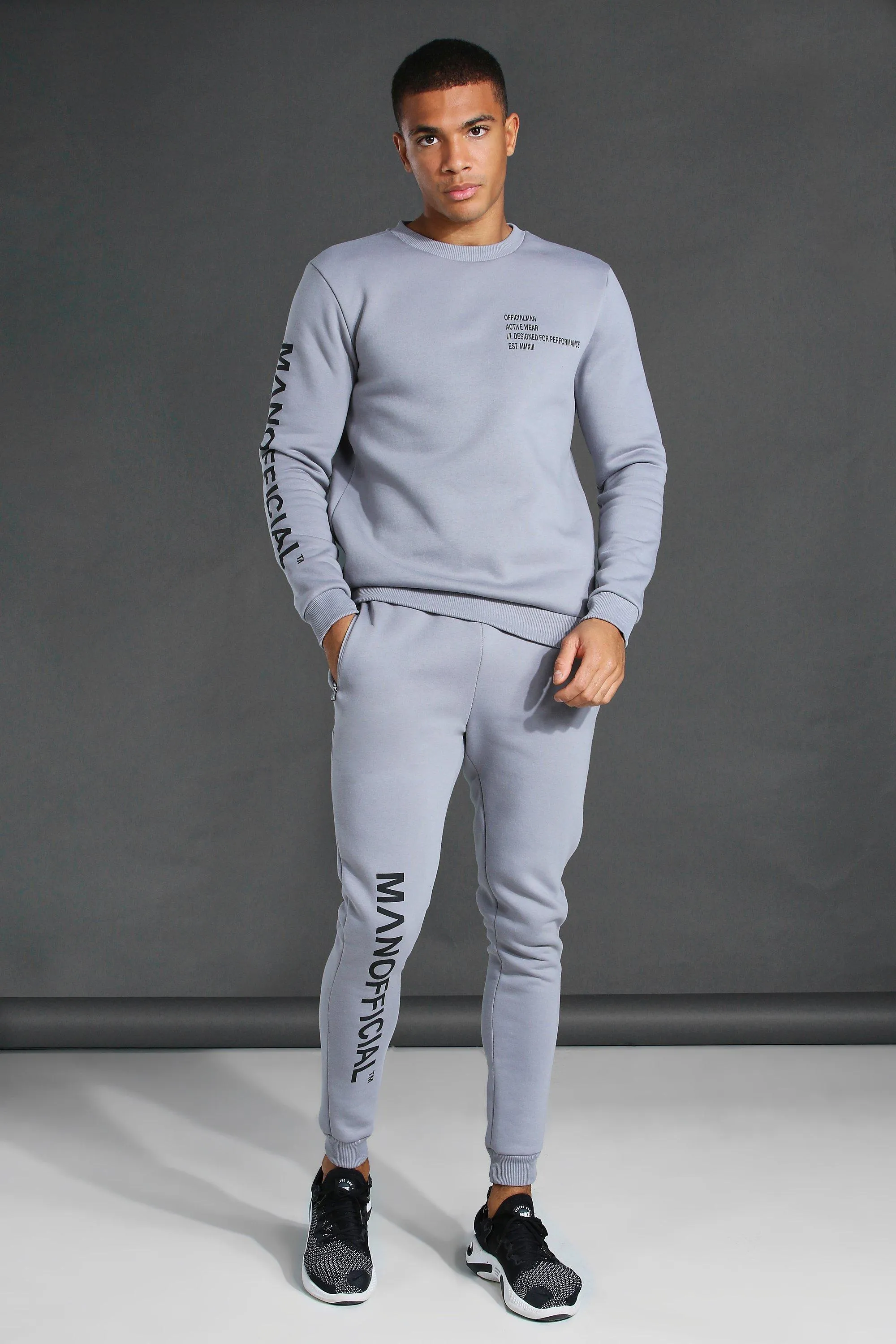 Man Active Gym Logo Sweatshirt Tracksuit | boohooMAN UK