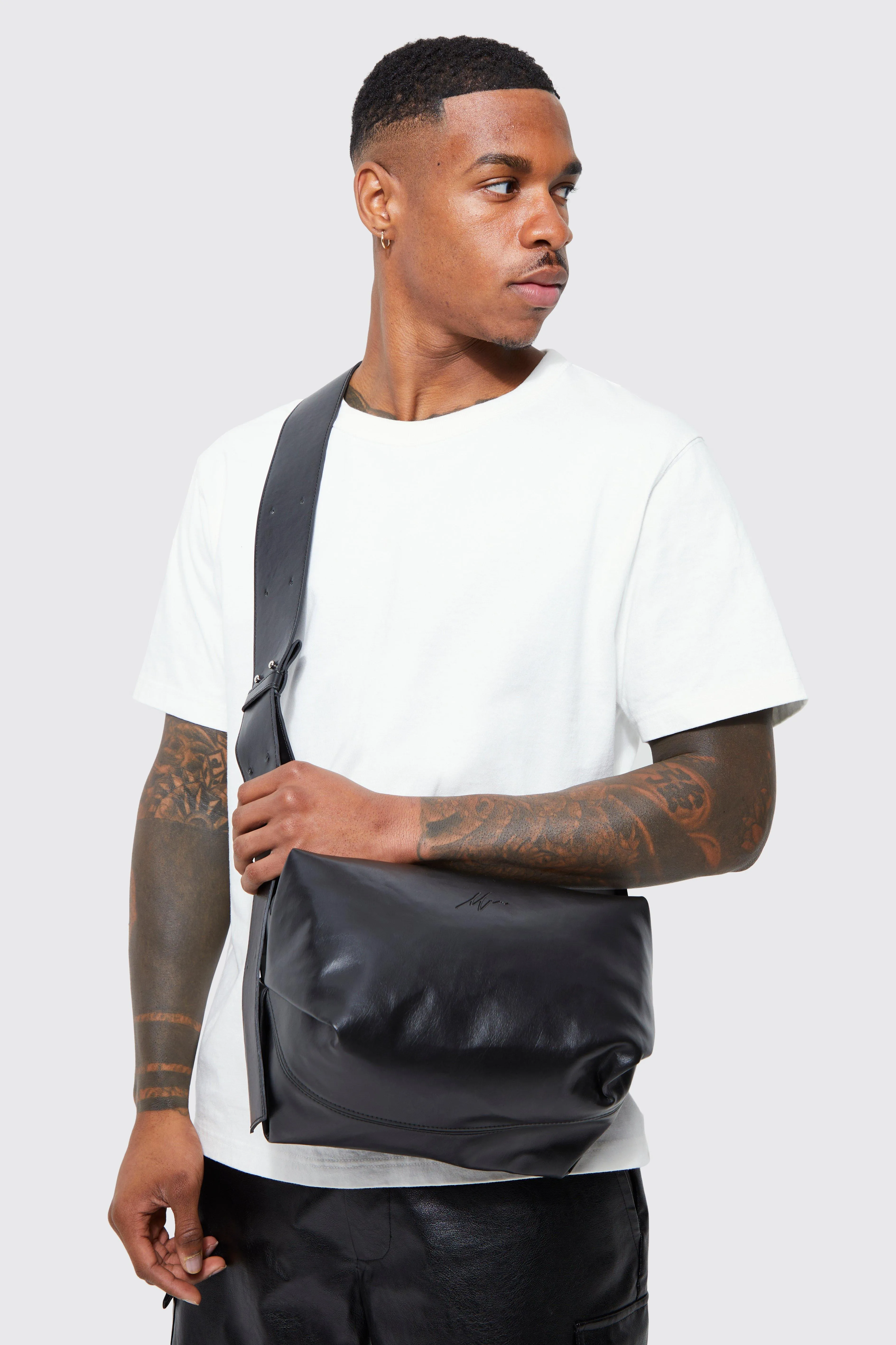 Man Faux Leather Cross Body Box Bag | boohooMAN UK