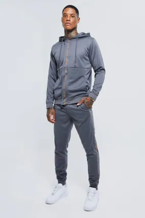 Man Gold Hooded Tricot Tracksuit | boohooMAN UK