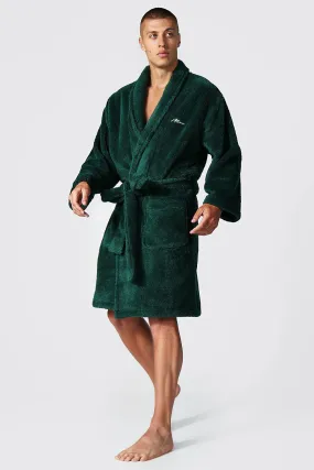 Man Signature Fleece Dressing Gown | boohooMAN UK