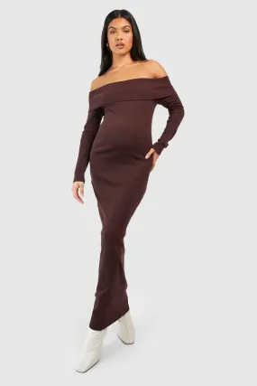 Maternity Basic Off The Shoulder Maxi Dress