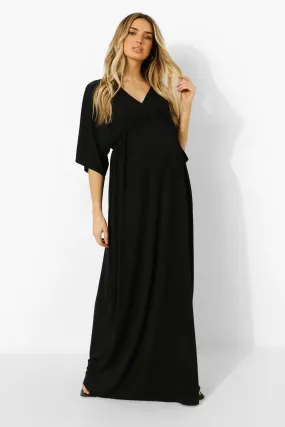 Maternity Batwing Gathered Waist Maxi Dress