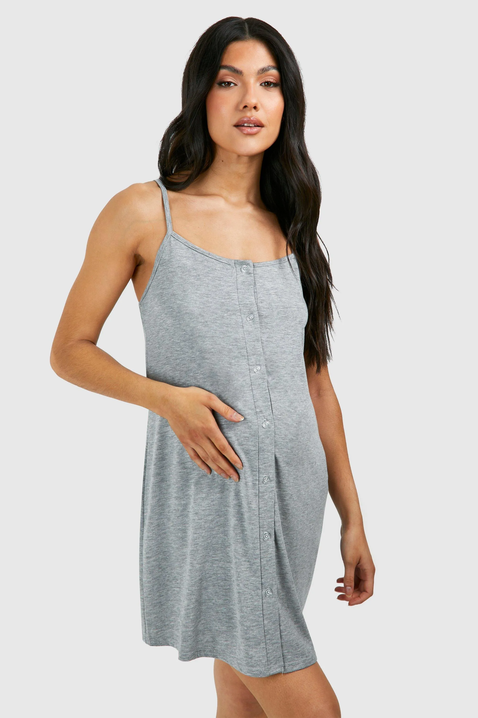 Maternity Button Down Strappy Nightgown