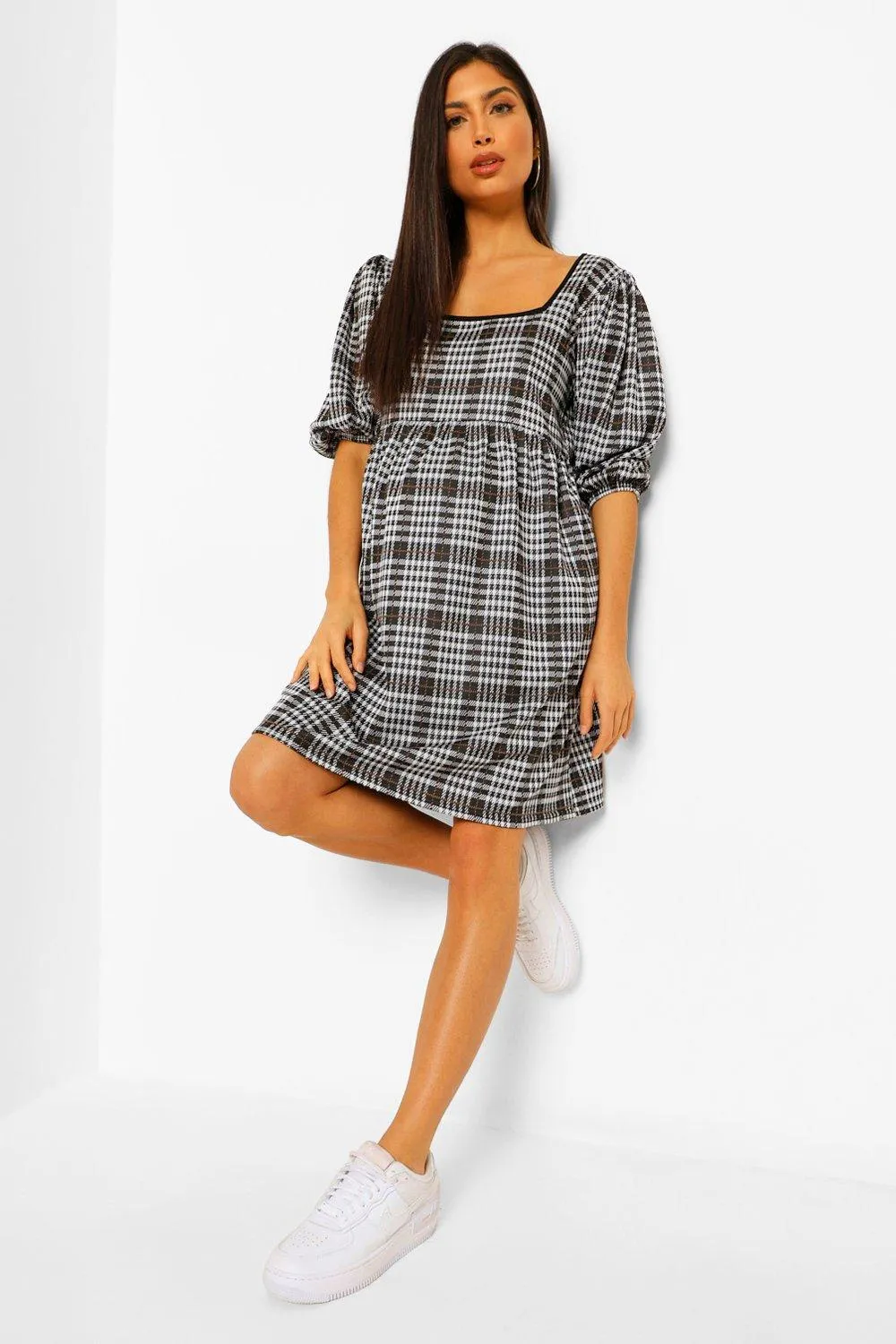 Maternity Check Smock Dress