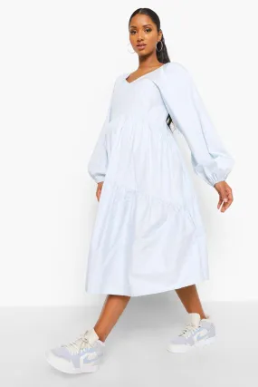 Maternity Cotton Poplin Smock Midi Dress