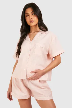 Maternity Cotton Stripe Short Sleeve Pajama Set