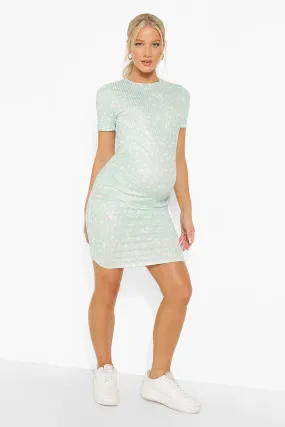 Maternity Ditsy Rib Bodycon Dress