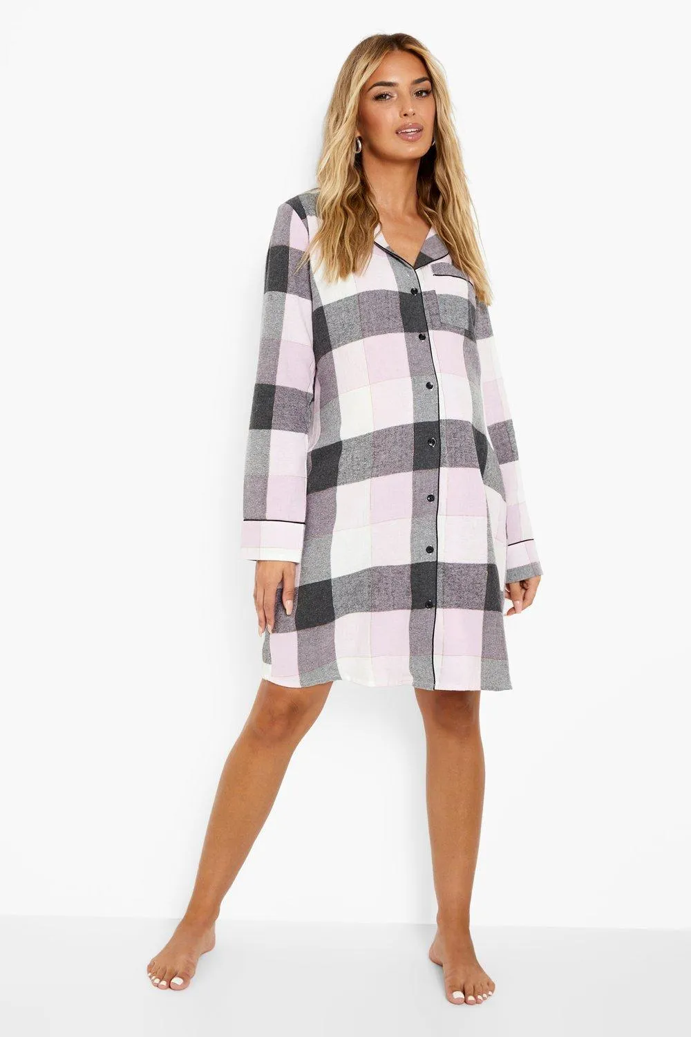 Maternity Flannel Button Down Nightgown