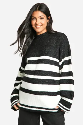 Maternity Mixed Stripe Oversized Jumper