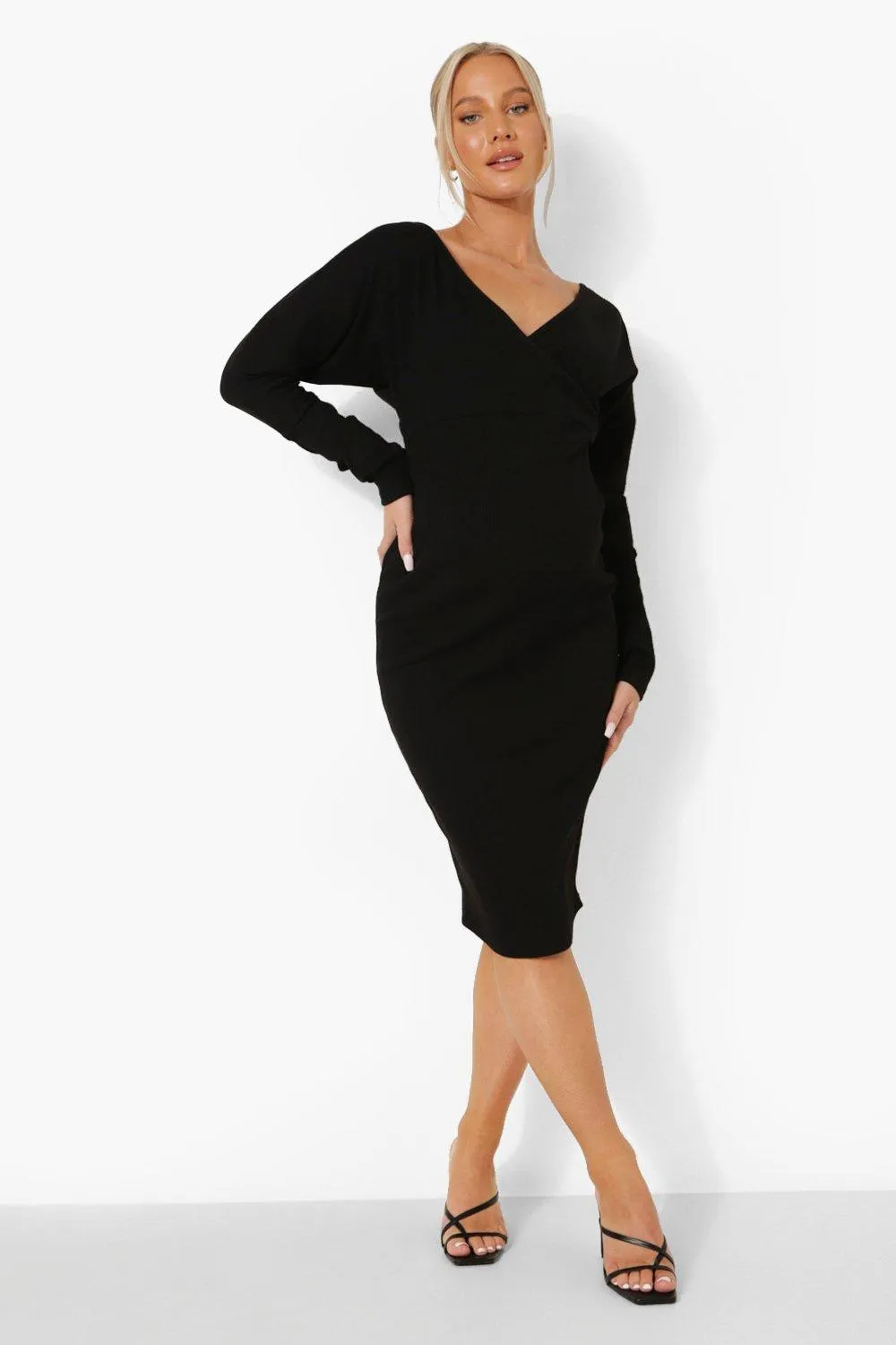 Maternity Off The Shoulder Ribbed Dress