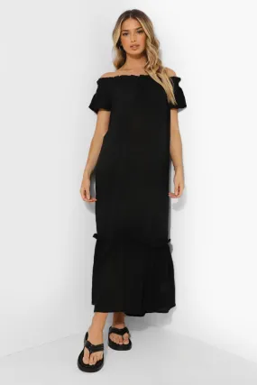 Maternity Off The Shoulder Ruffle Cheesecloth Dress