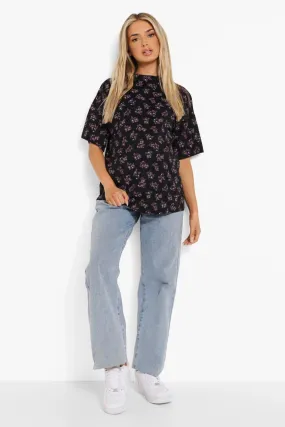 Maternity Rib Ditsy Oversized T-shirt