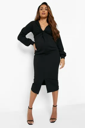 Maternity Twist Front Midi Dress