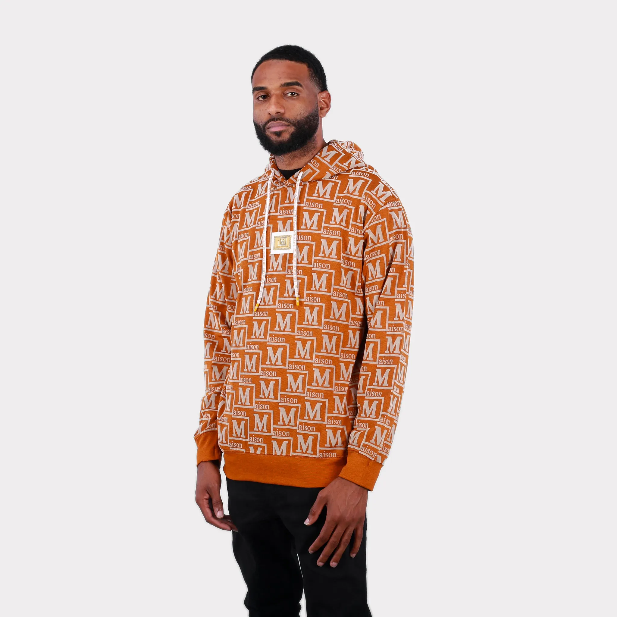 MDB Couture Men's Woven Monogram Hoodie Sweatshirt