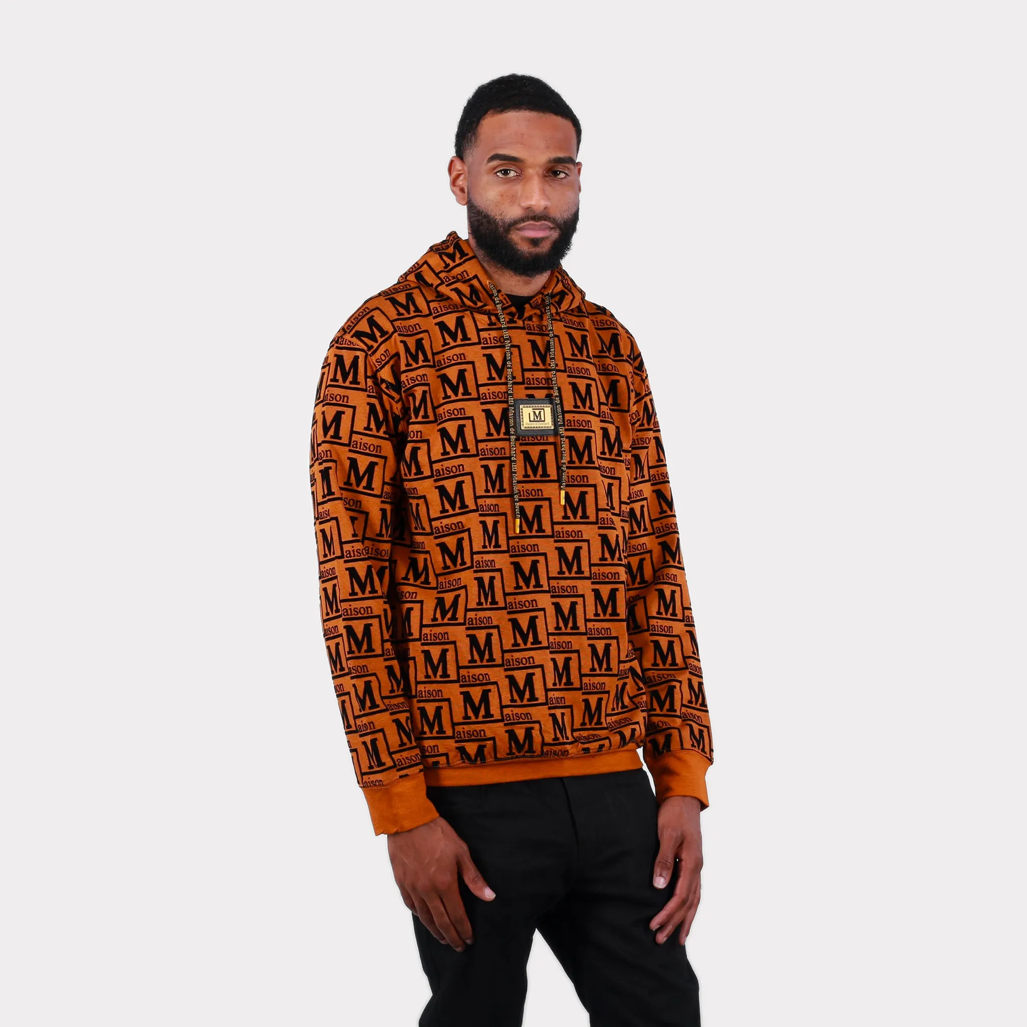 MDB Couture Men's Woven Monogram Hoodie Sweatshirt