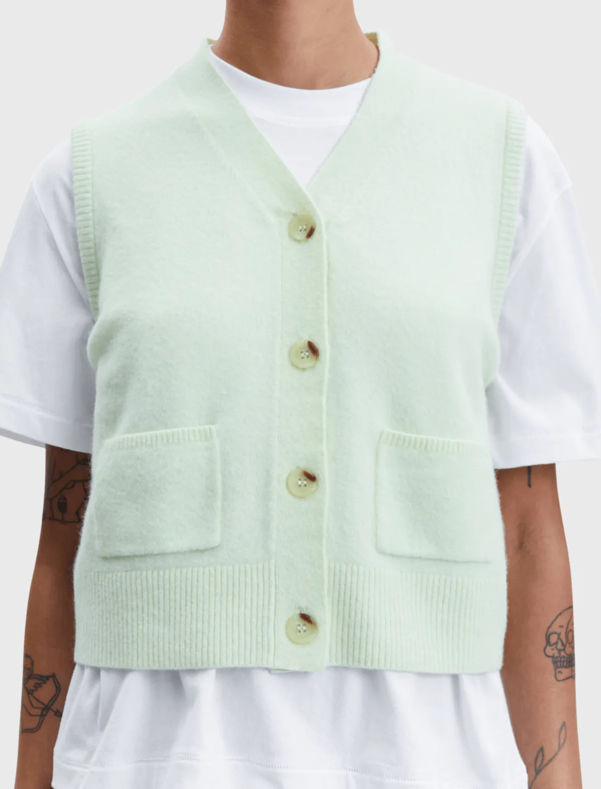 Megan Knit Vest - Aloe Wash