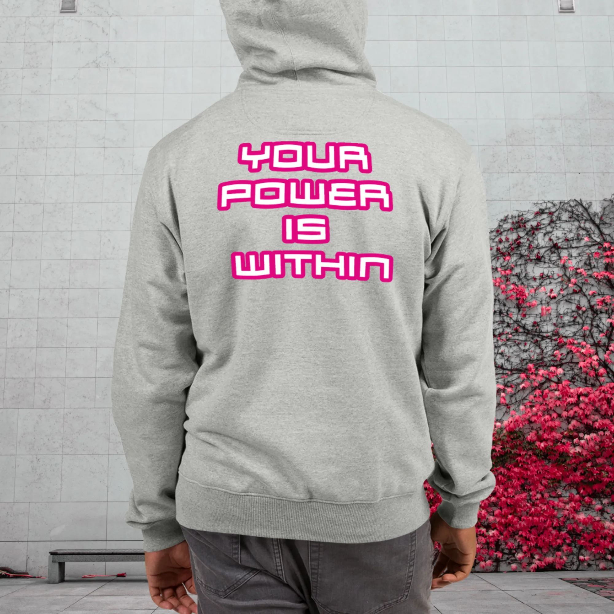 Men's ALI3N x Champion Your Power Is Within Hoodie White/Royal/Flamingo Logo