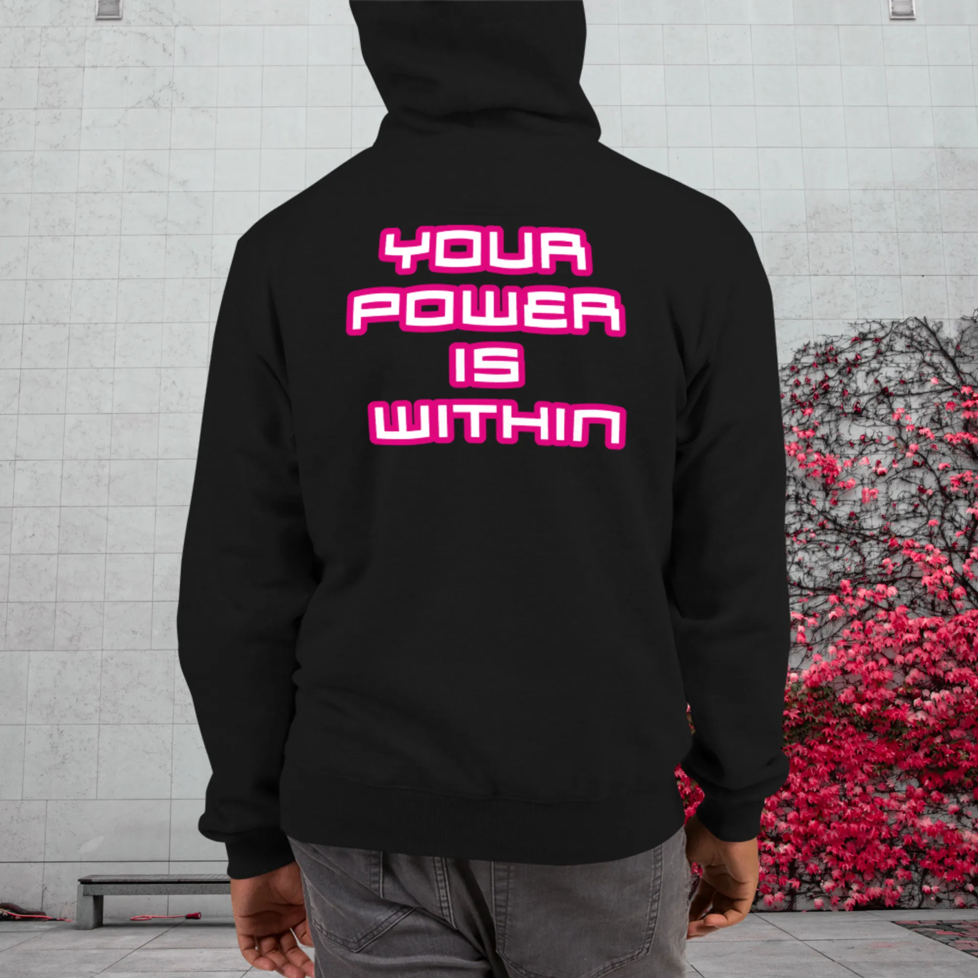 Men's ALI3N x Champion Your Power Is Within Hoodie White/Royal/Flamingo Logo