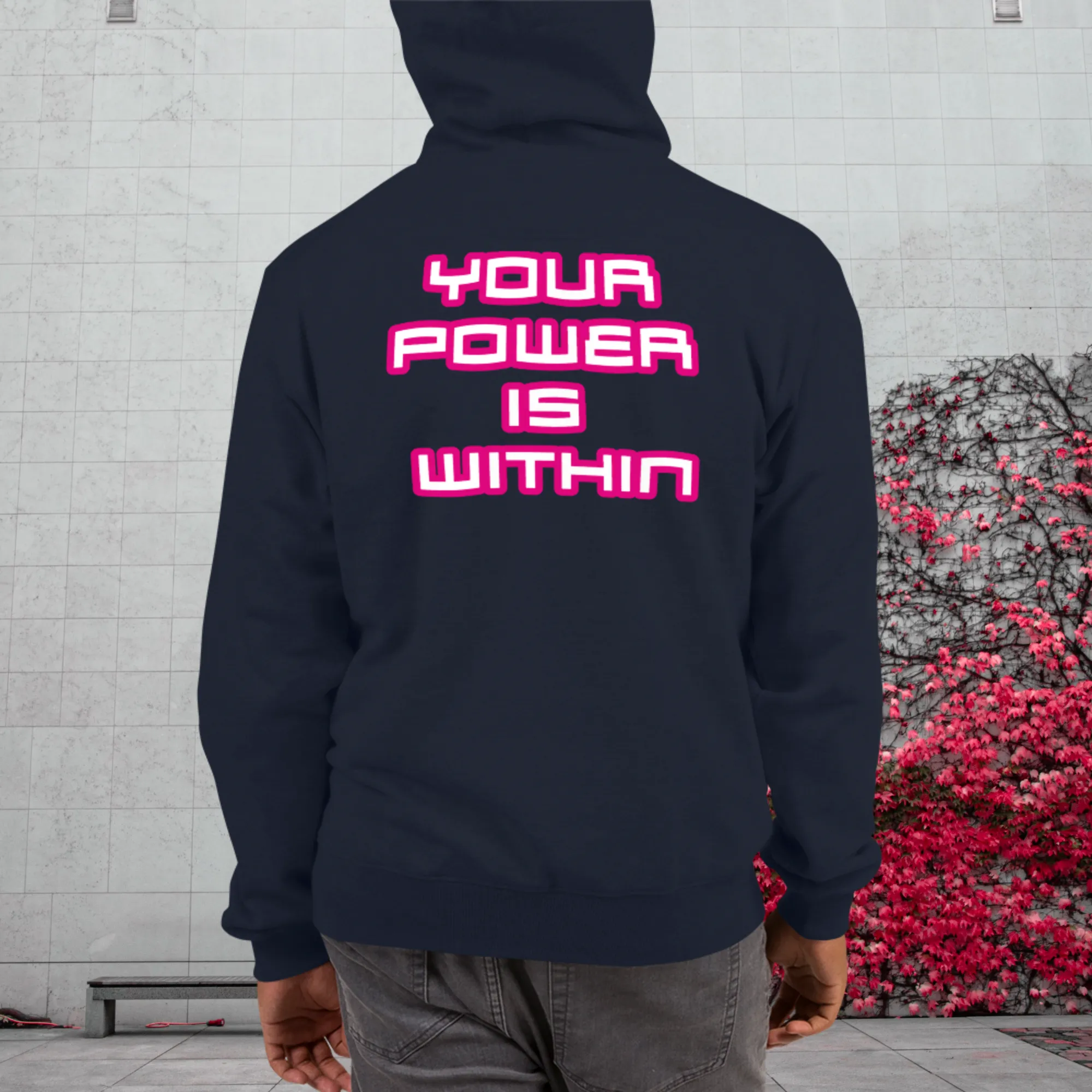 Men's ALI3N x Champion Your Power Is Within Hoodie White/Royal/Flamingo Logo