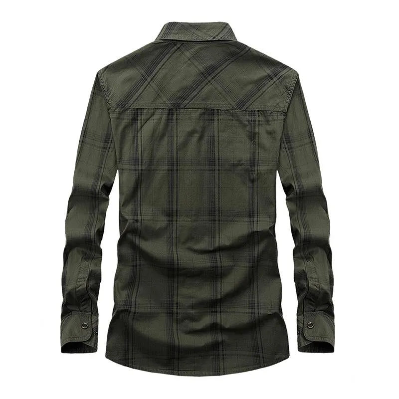 Men's Casual Plaid Loose Workwear Long-Sleeved Shirt 32450140M