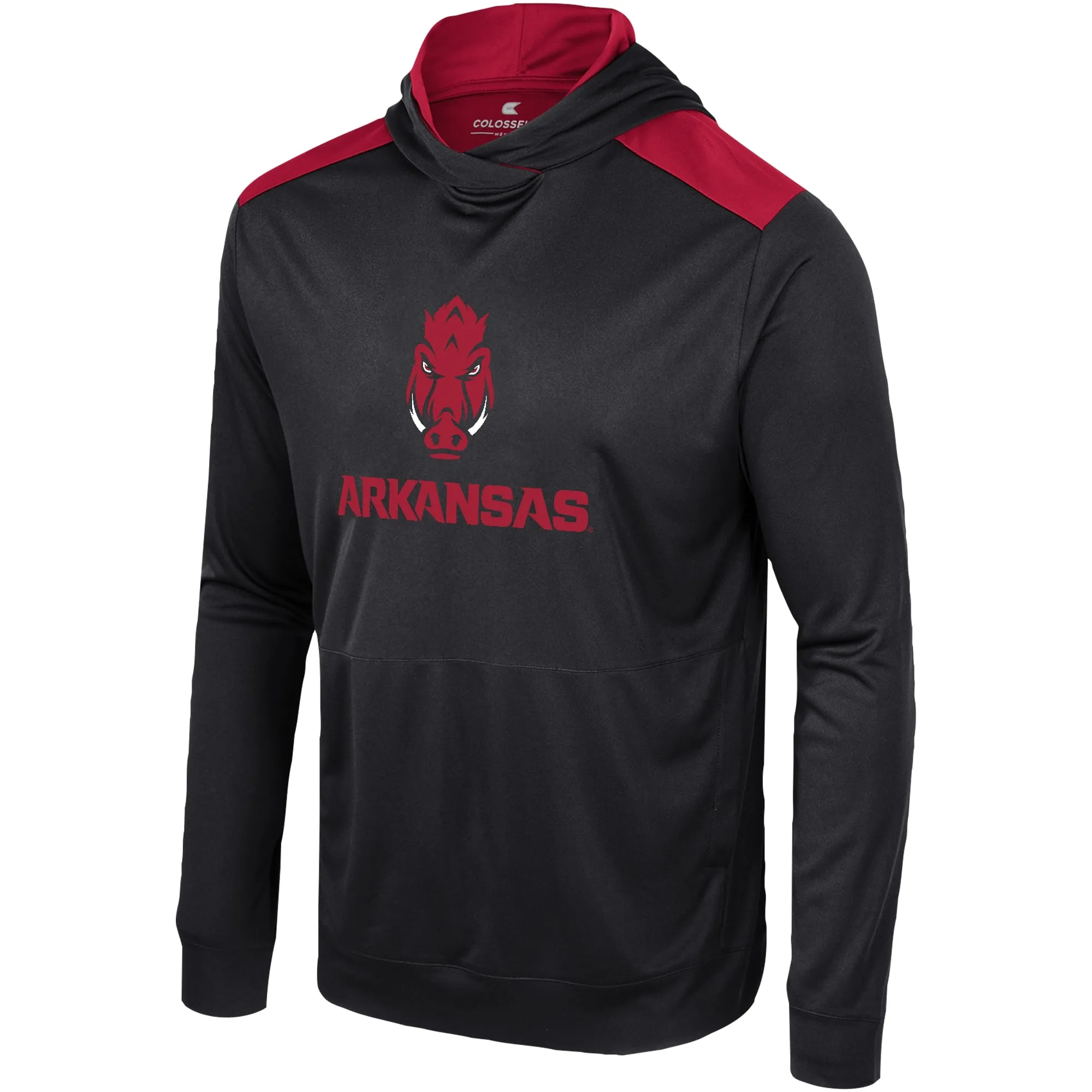 Men's Colosseum Black Arkansas Razorbacks Warm Up Long Sleeve Hoodie T-Shirt