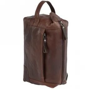 Mens Leather Wash Bag Tan/brown : 4557