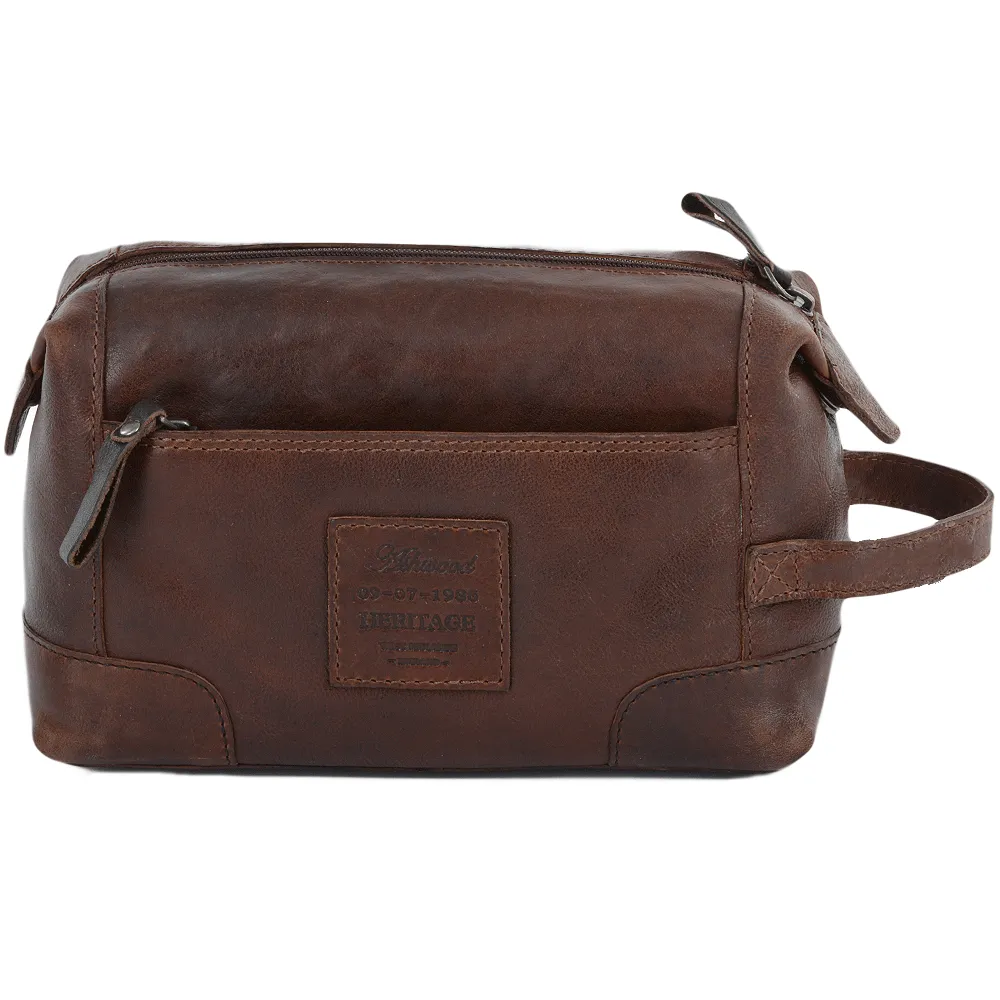 Mens Leather Wash Bag Tan/brown : 4557