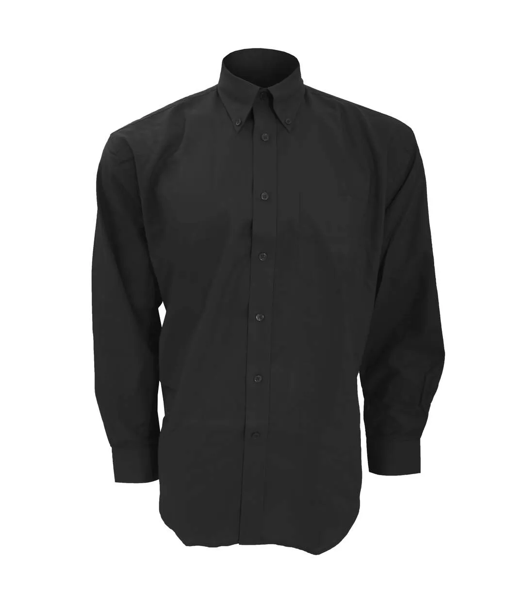 Mens workwear oxford long sleeve shirt black Kustom Kit