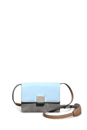 Mercedes Bag in Grey & Light Blue Suede with Nude Nappa Leather