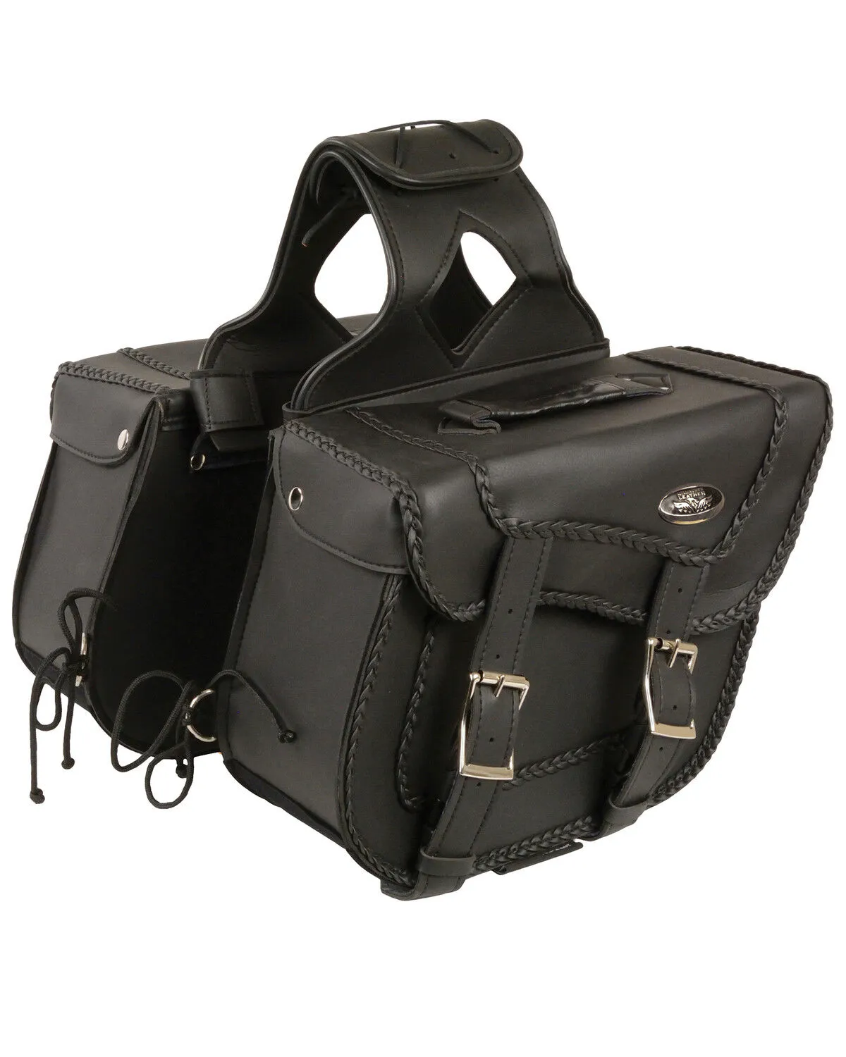 Milwaukee Leather Medium Braided Zip-Off Throw Over Saddle Bag