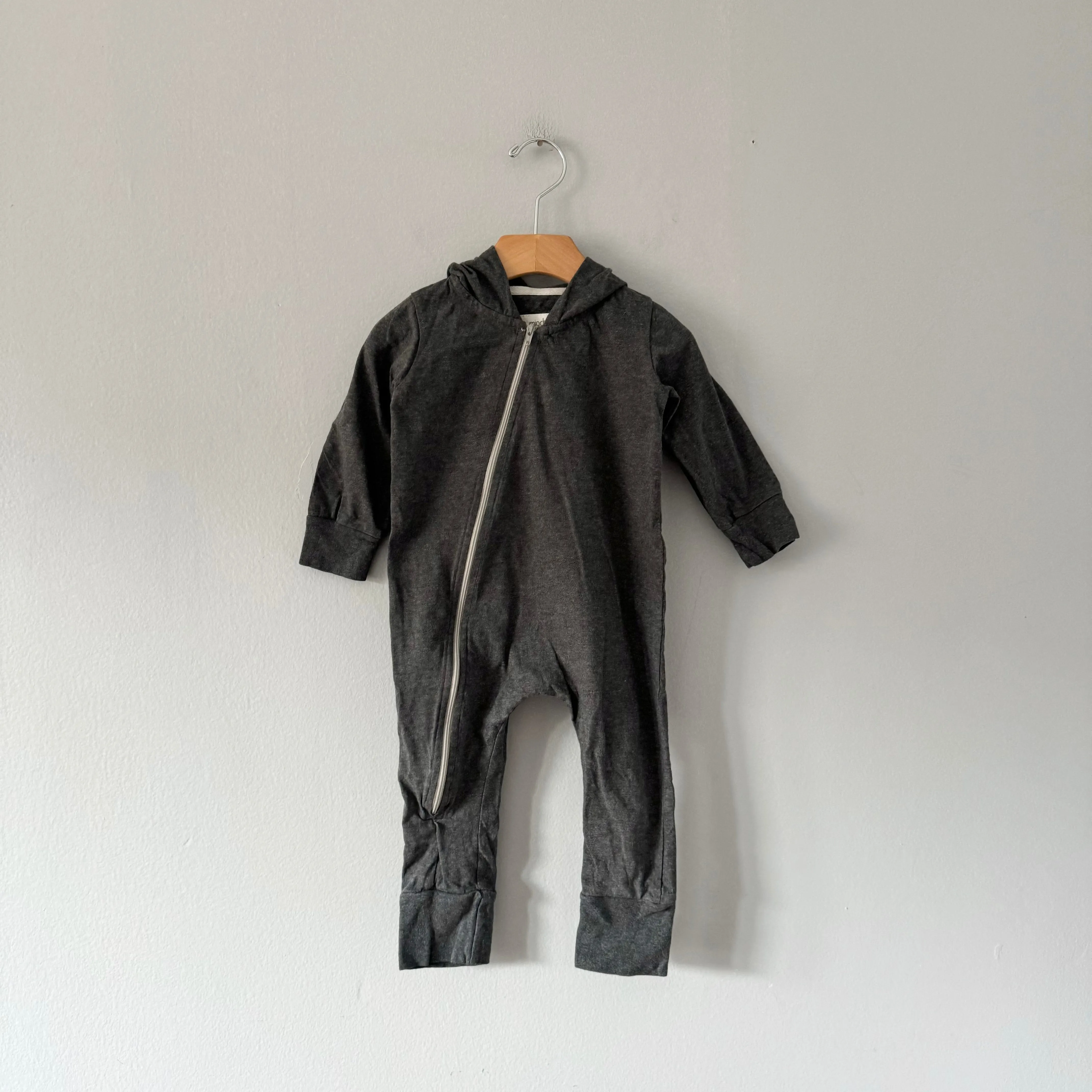 Mini Mioche / Dark grey biker romper / 12-18M