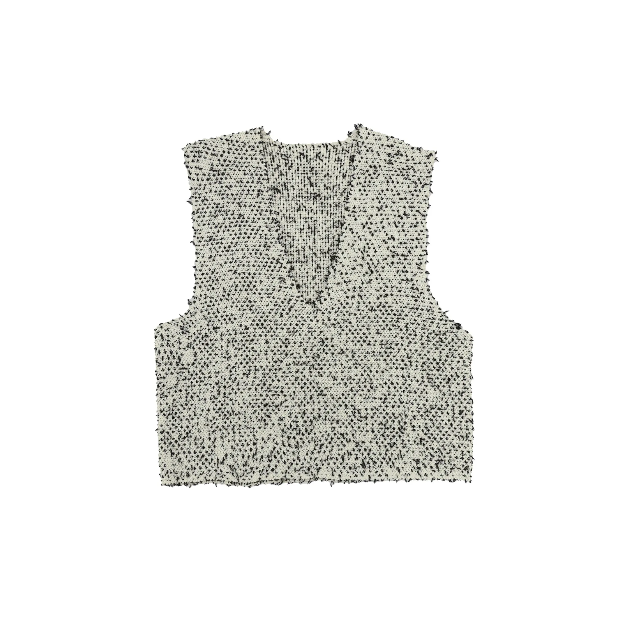 Mixed Pattern V-neck Woolen Vest-