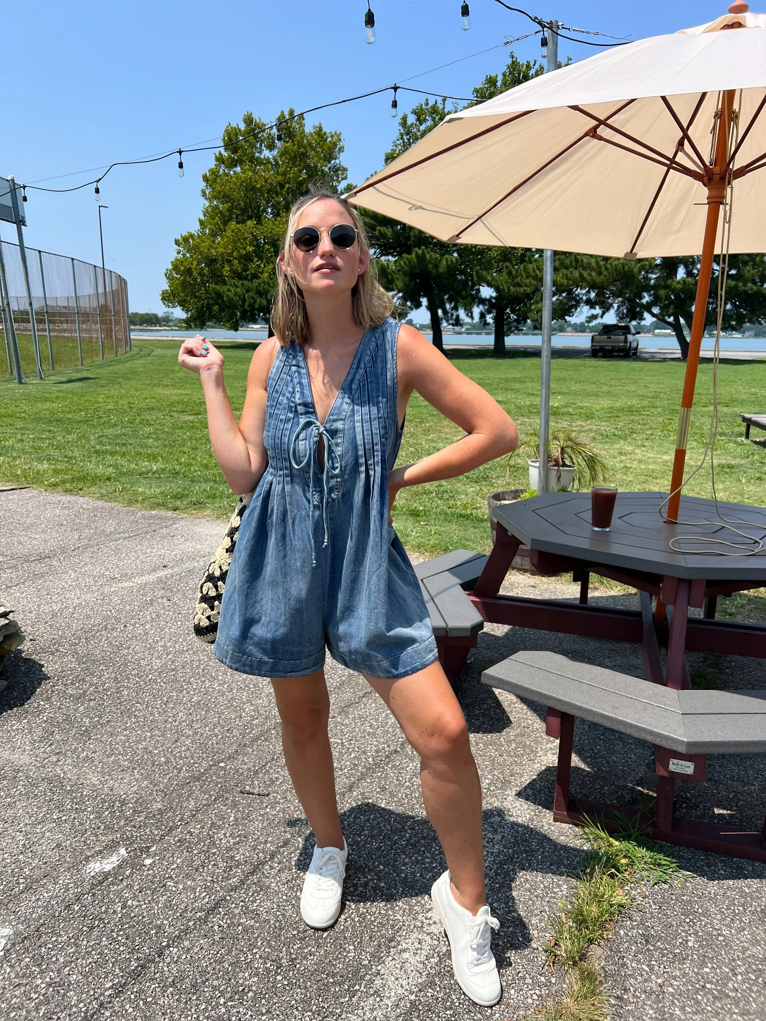 New Memories Sleeveless Denim Romper