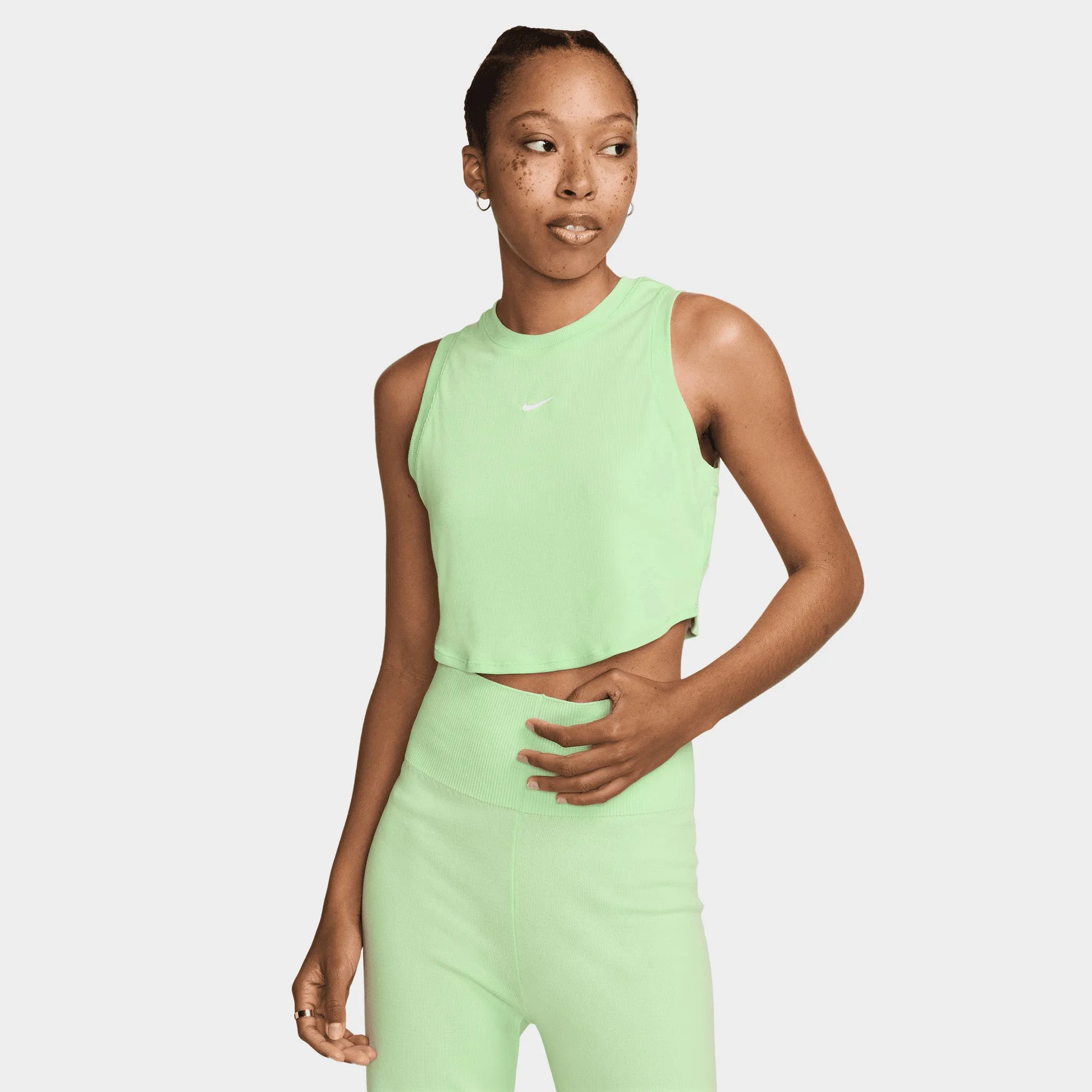 Nike Sportswear Women's Tight Cropped Mini-Rib Tank Vapor Green / Sail