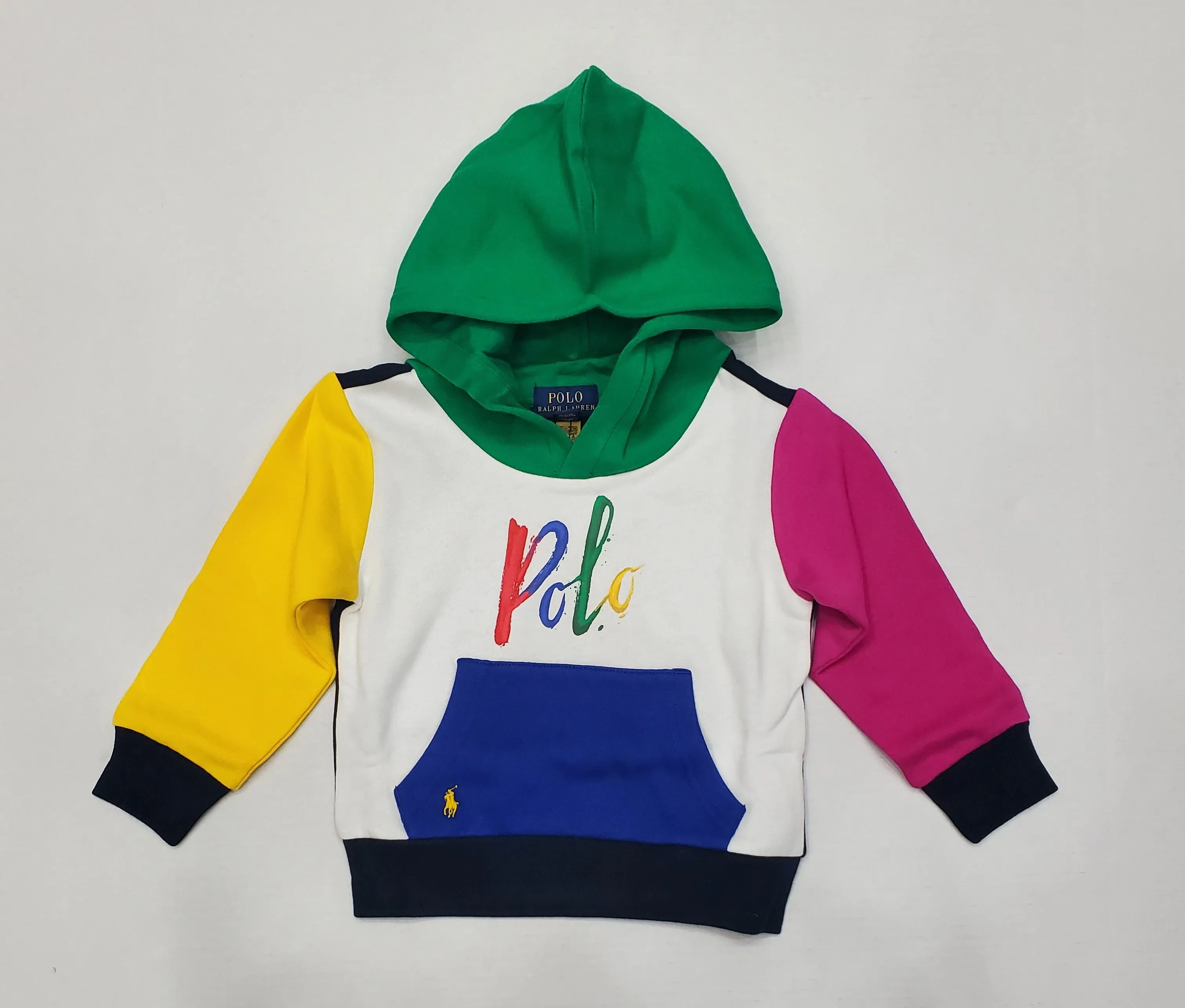 Nwt Kids Boys Polo Ralph Color Block Spellout Hoodie (2T TO 7)