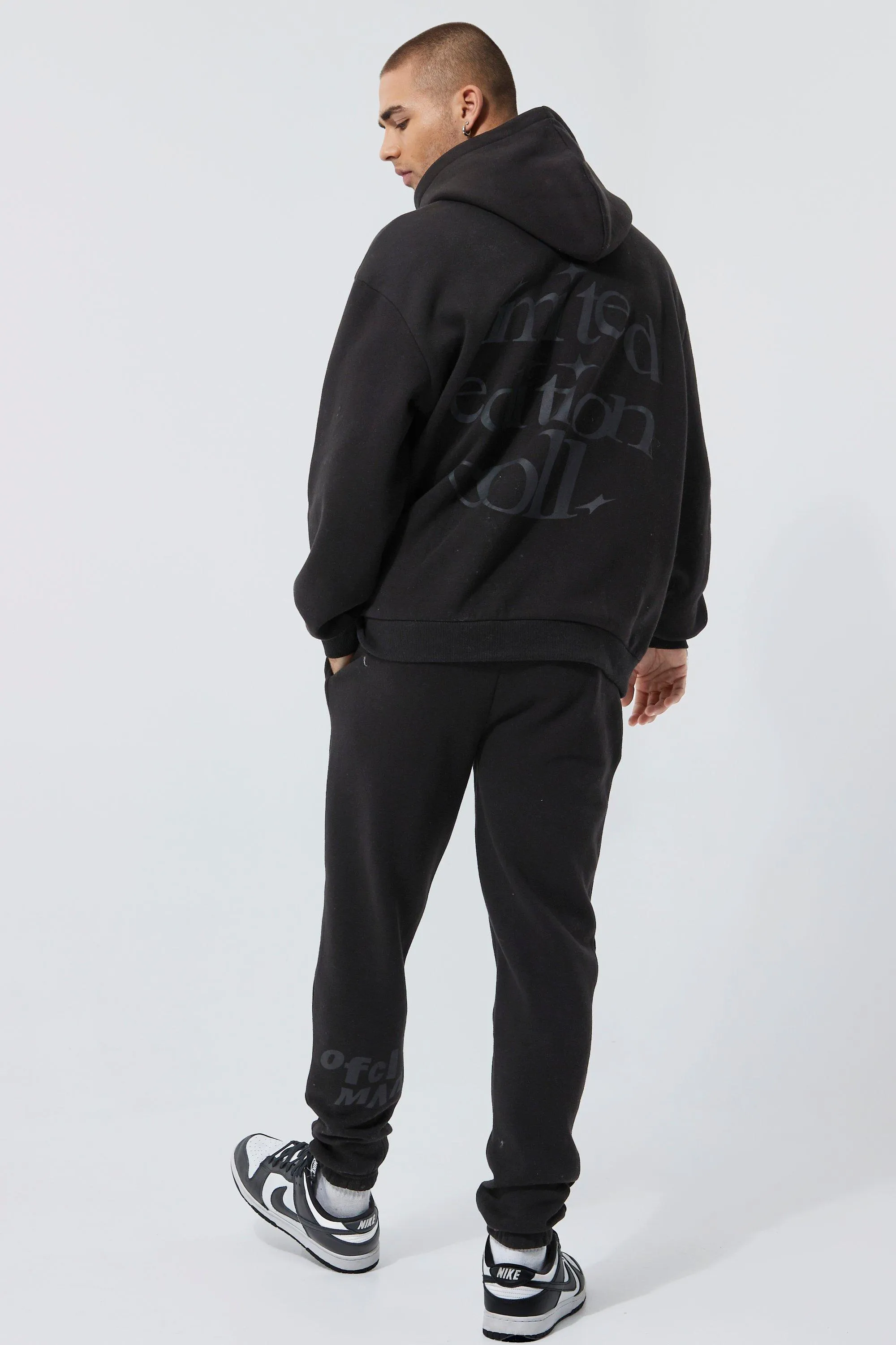 Ofcl Man Tonal Print Hooded Tracksuit | boohooMAN UK