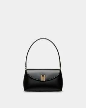 Ollam Small Top Handle Bag In Black Leather 