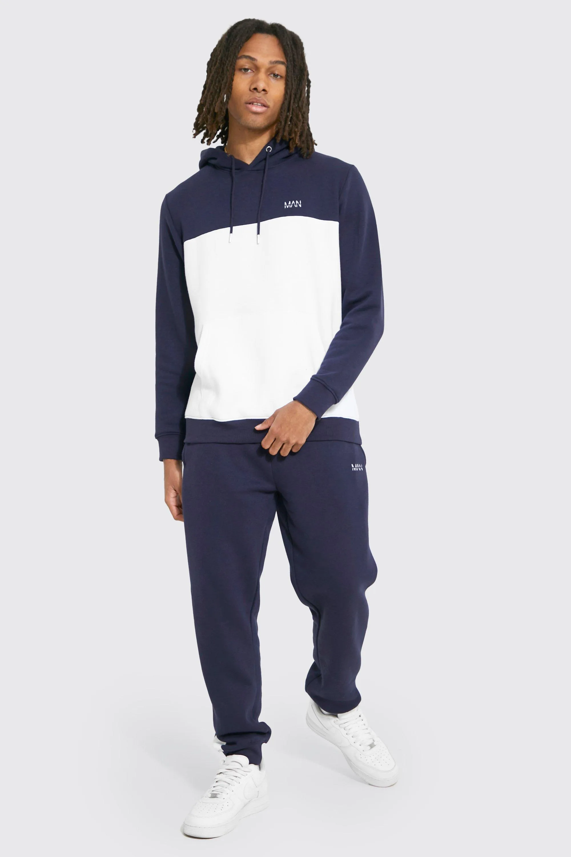 Original Man Colour Block Hooded Tracksuit | boohooMAN UK