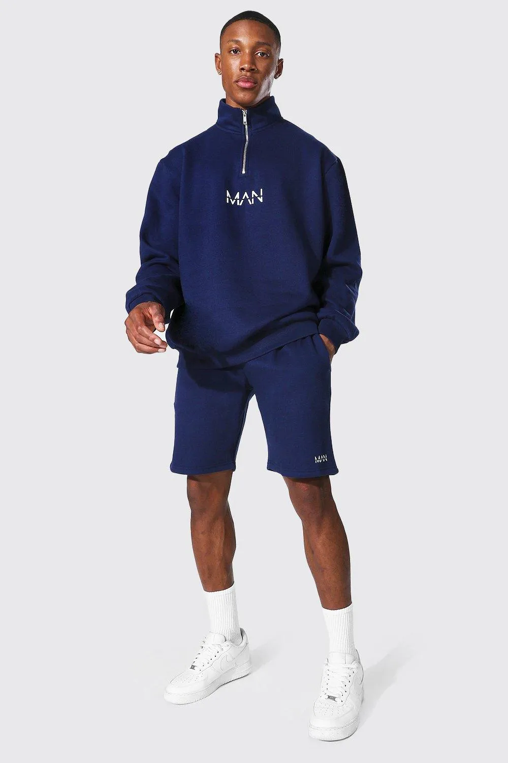 Oversized Original Man Short Zip Tracksuit | boohooMAN UK