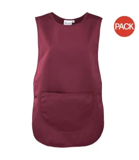 Pack of 2  Ladies/womens pocket tabard / workwear  xl burgundy Premier